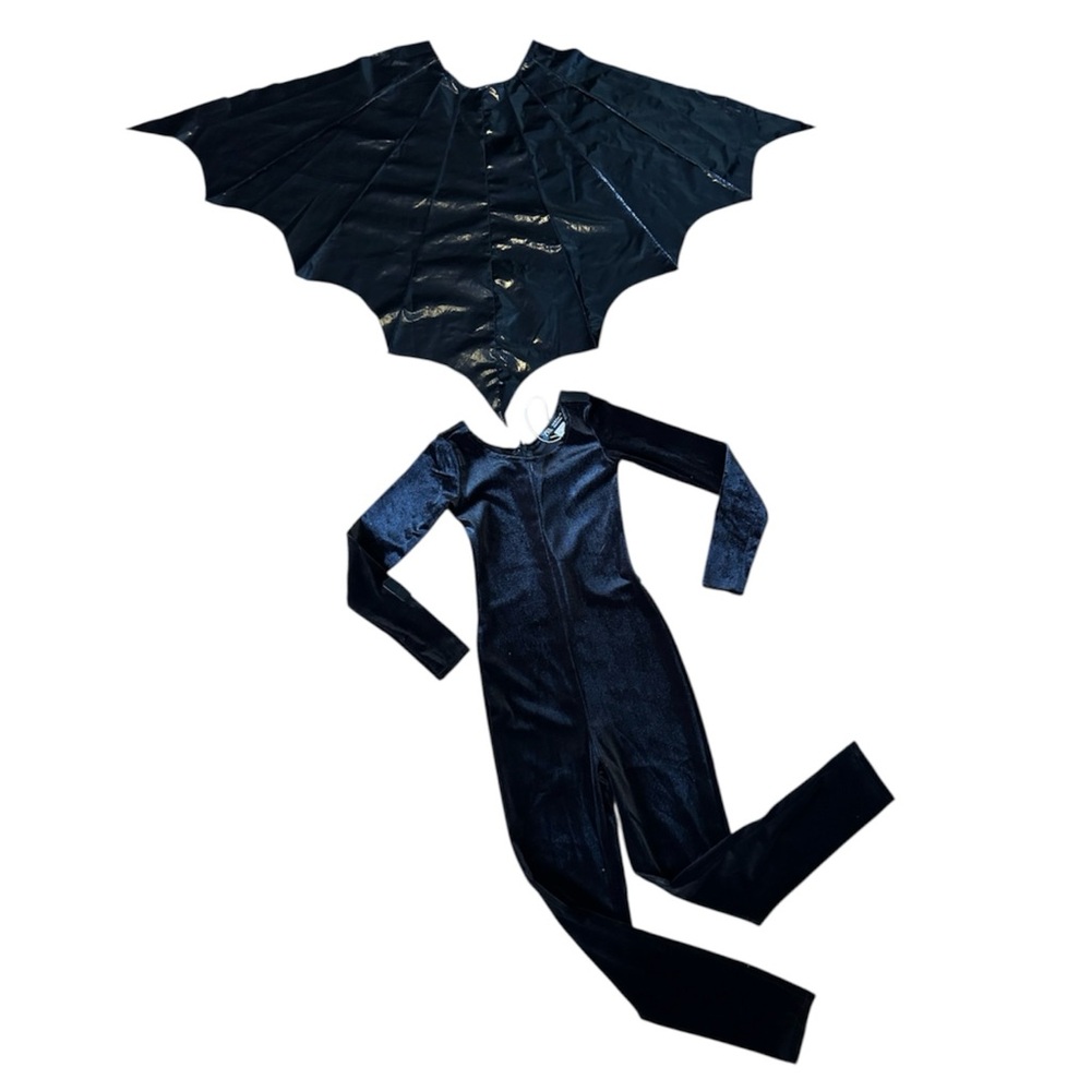 5-7y Zara Velvet Black Bat Costume Bodysuit One Piece Costume 5 6 7 Y Kids Youth